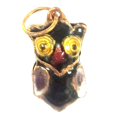 ENAMEL OWL 13X24MM BLACK